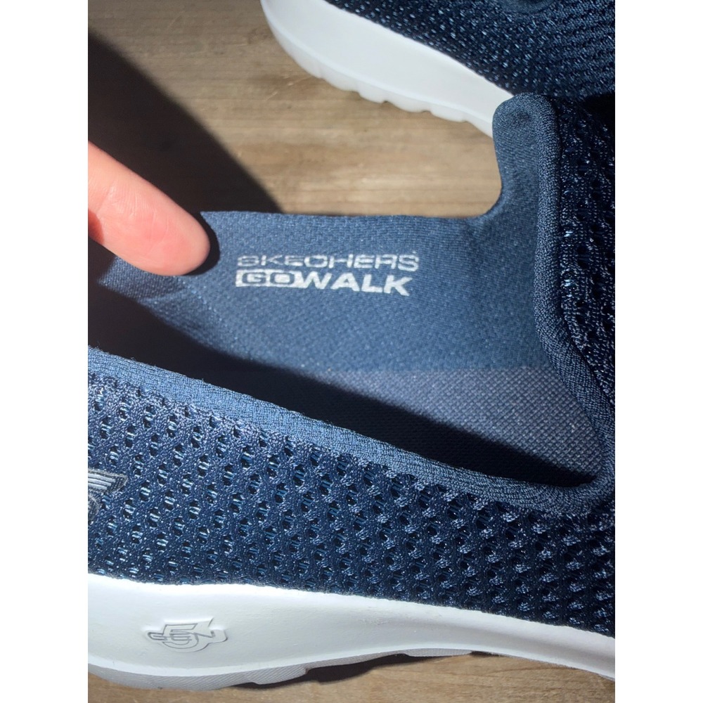 Skechers GoWalk Joy Navy Blue Mesh Slip On Walking Shoes Womens Sneakers 15601 - Picture 2 of 6